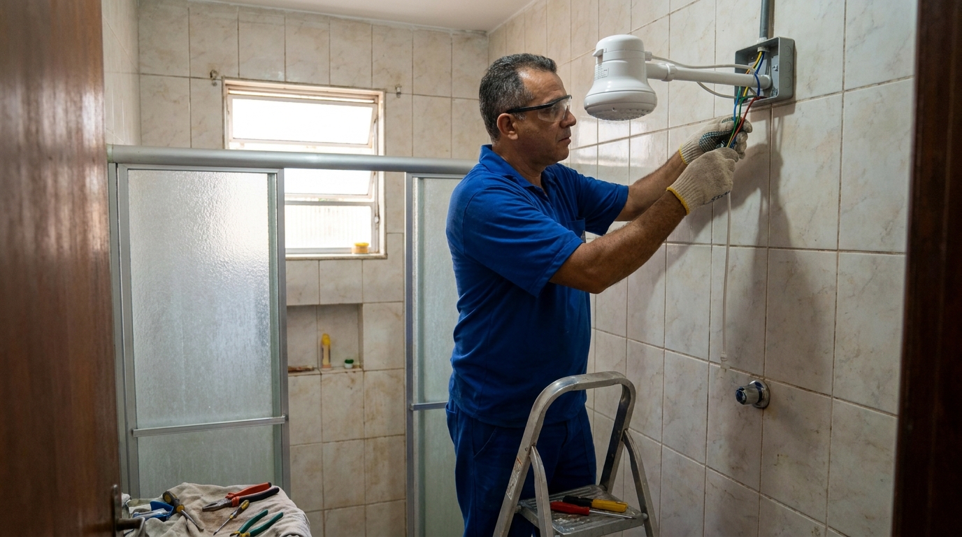 Substituição de Chuveiro Antigo em Jaraguá do Sul‑SC